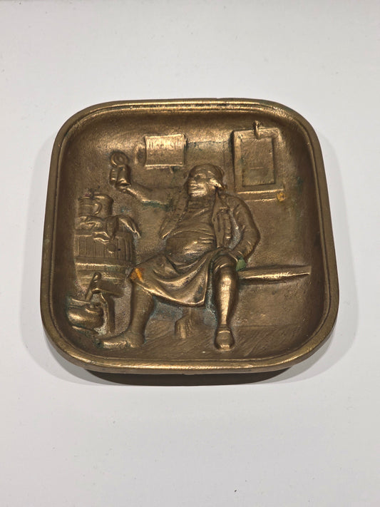 Cendrier vide poche en bronze "scène de bistrot"