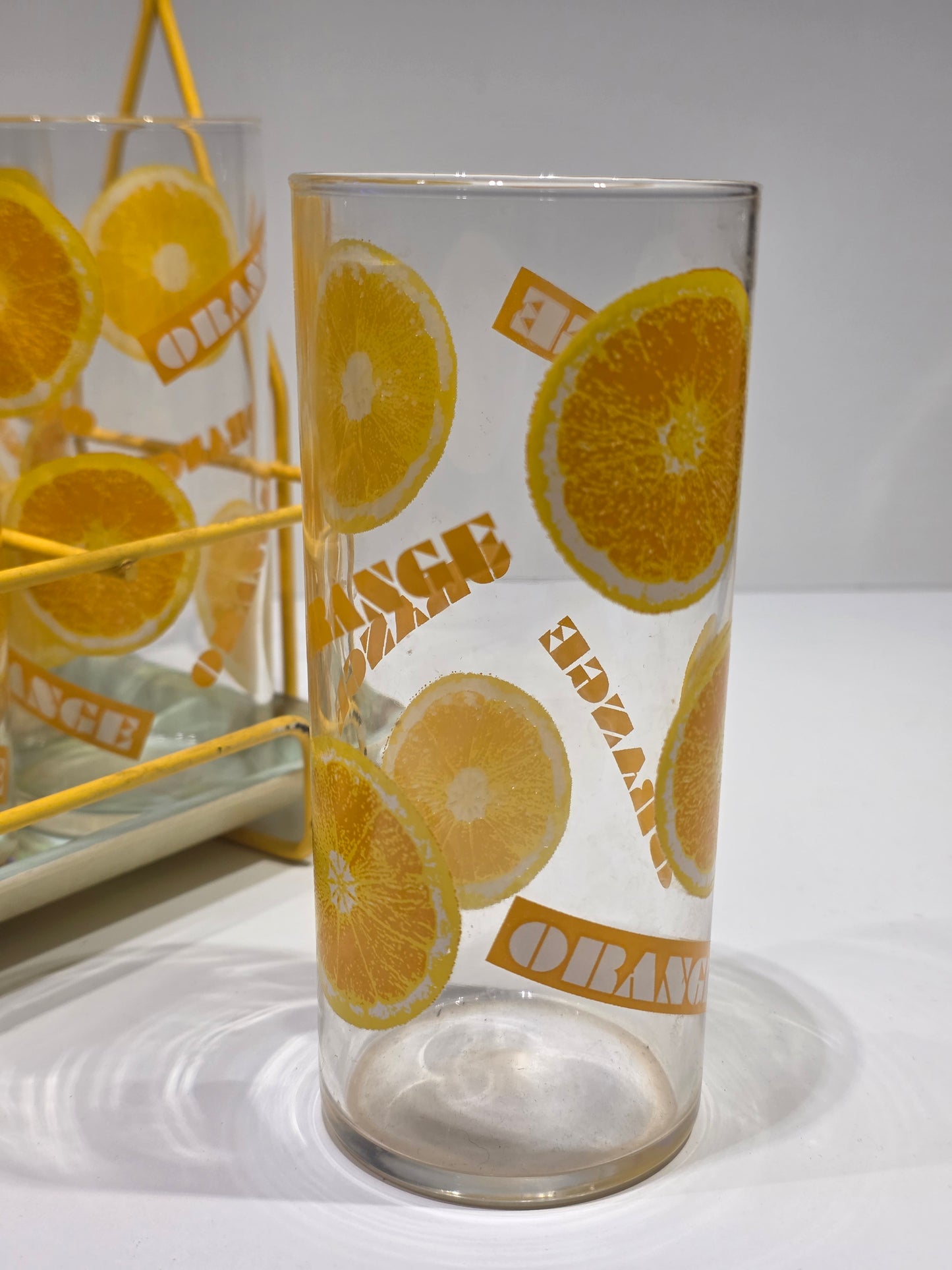 Lot de 6 verres à orangeade et son panier Soleil Citron