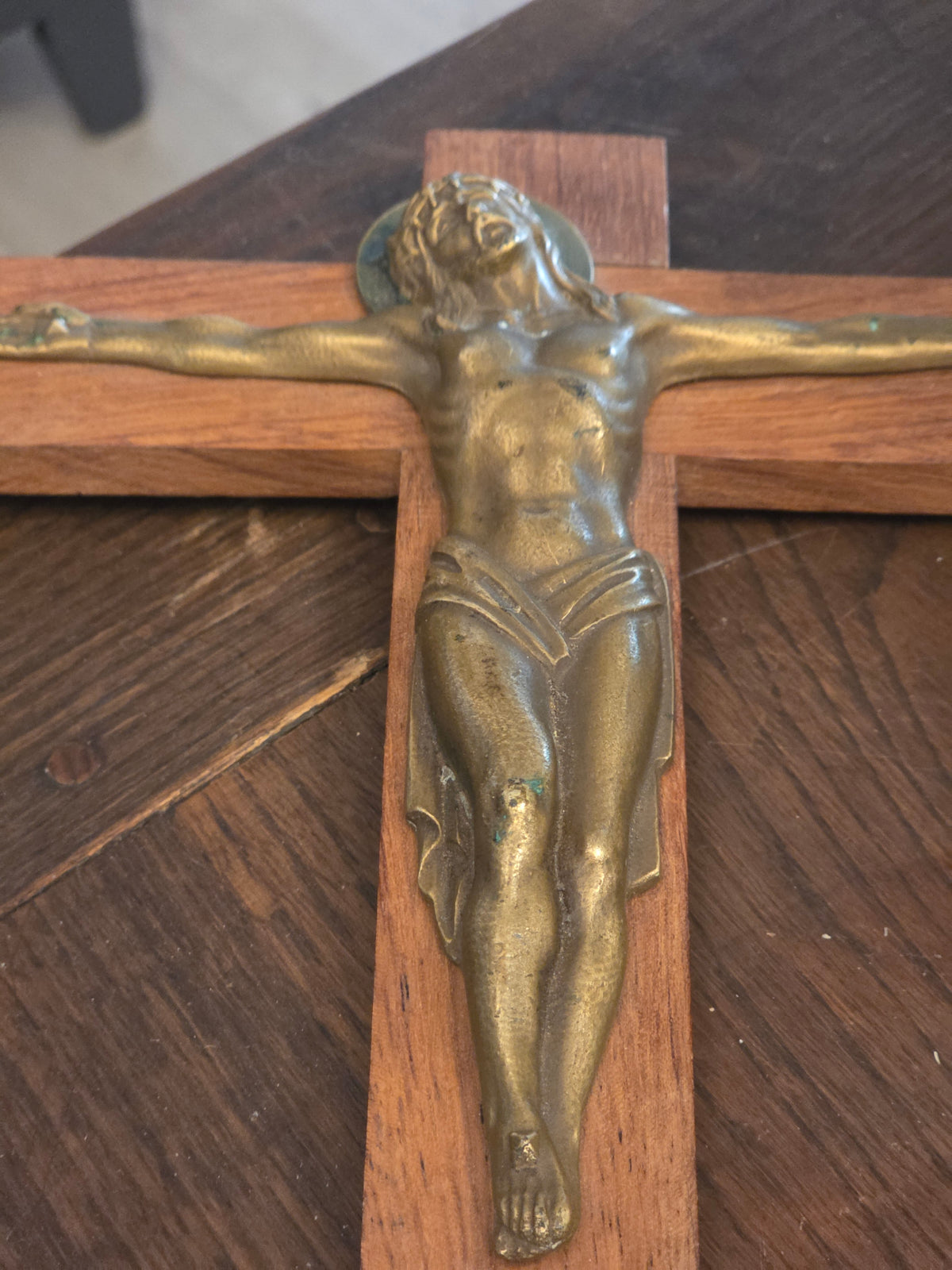 Crucifix 20ème siècle Bois et Bronze art déco