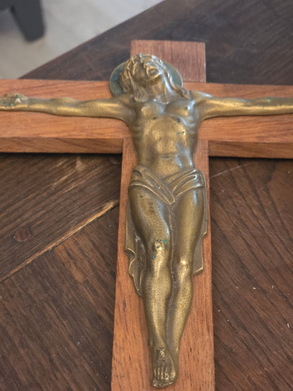 Crucifix 20ème siècle Bois et Bronze art déco