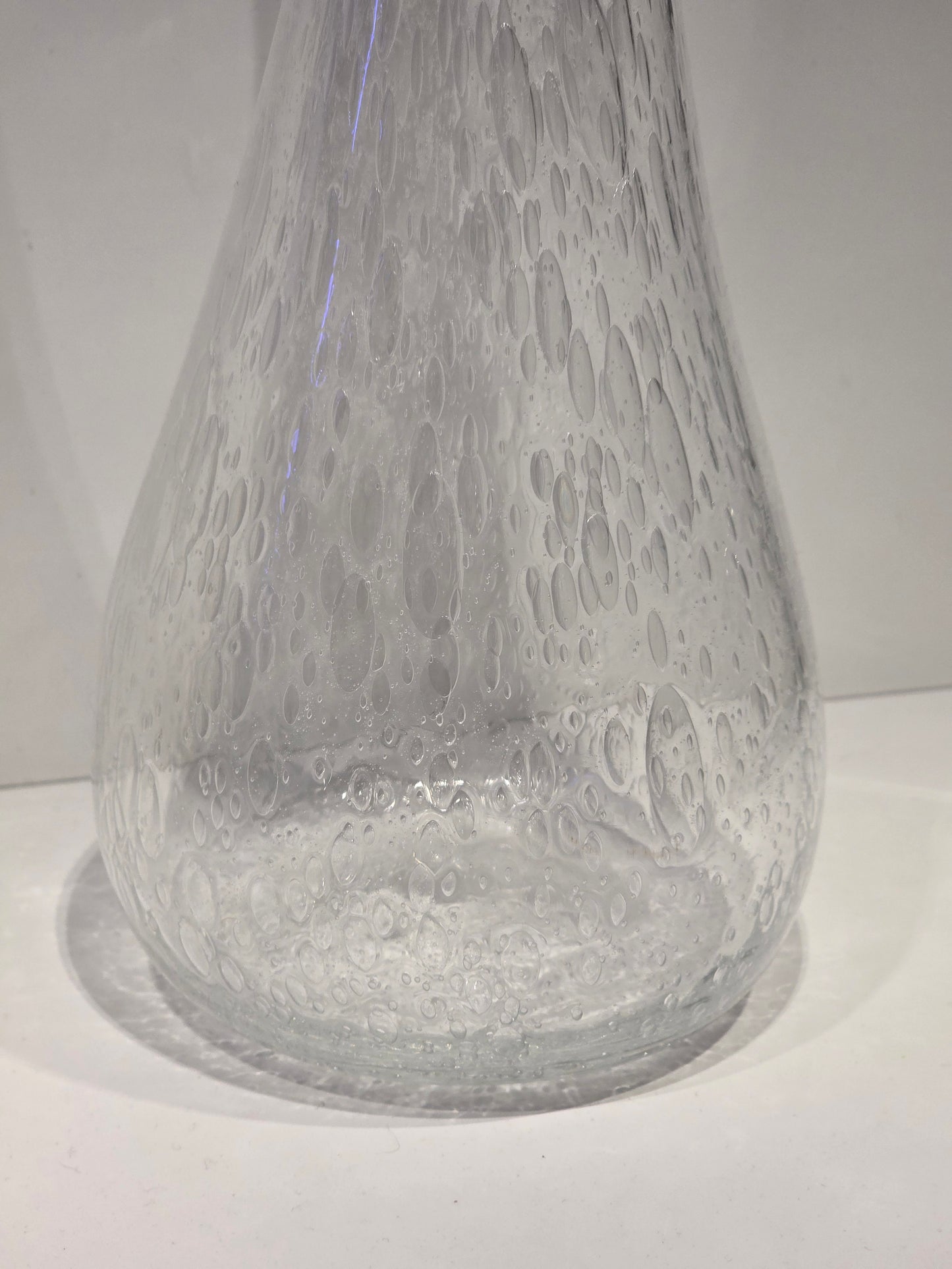 Grand vase verre bullé transparent années 80 style Biot