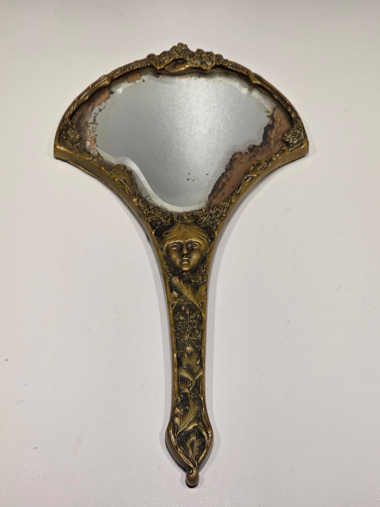 Miroir à main biseauté Bronze Art nouveau