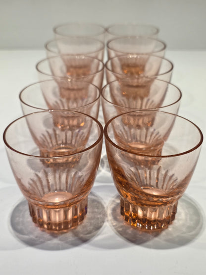 Lot de 10 verres gobelets rosaline années 50