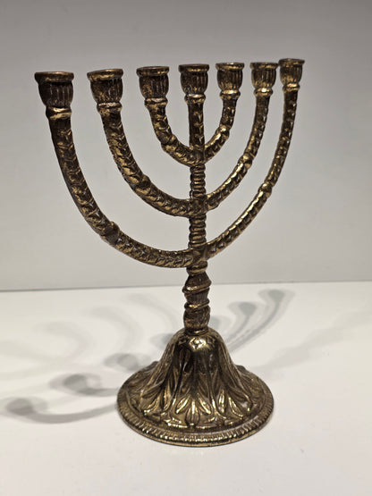Chandelier Menorah ancienne en laiton signée RP