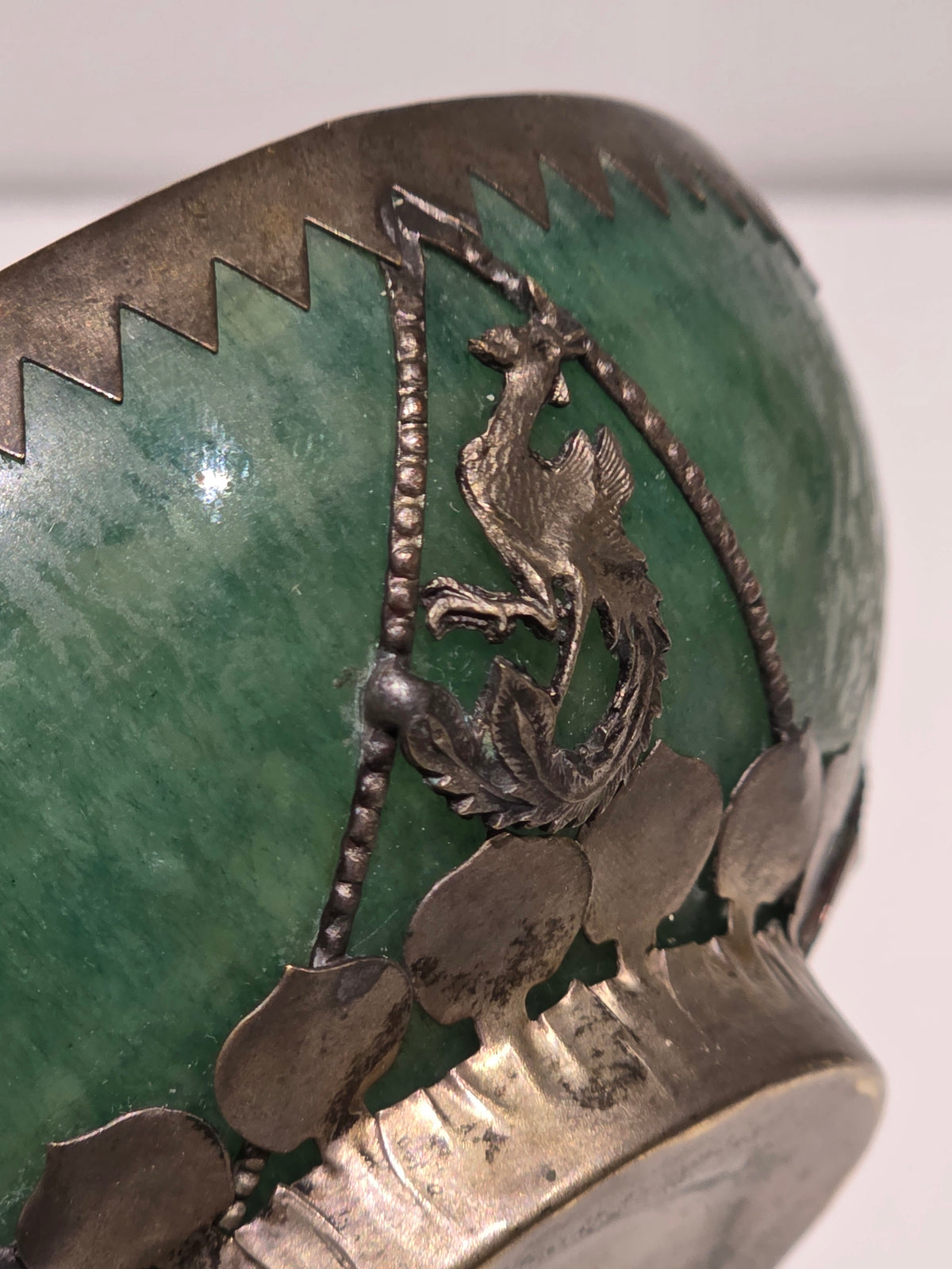 Bol Chinois en jade nephryté et métal 19ème siècle