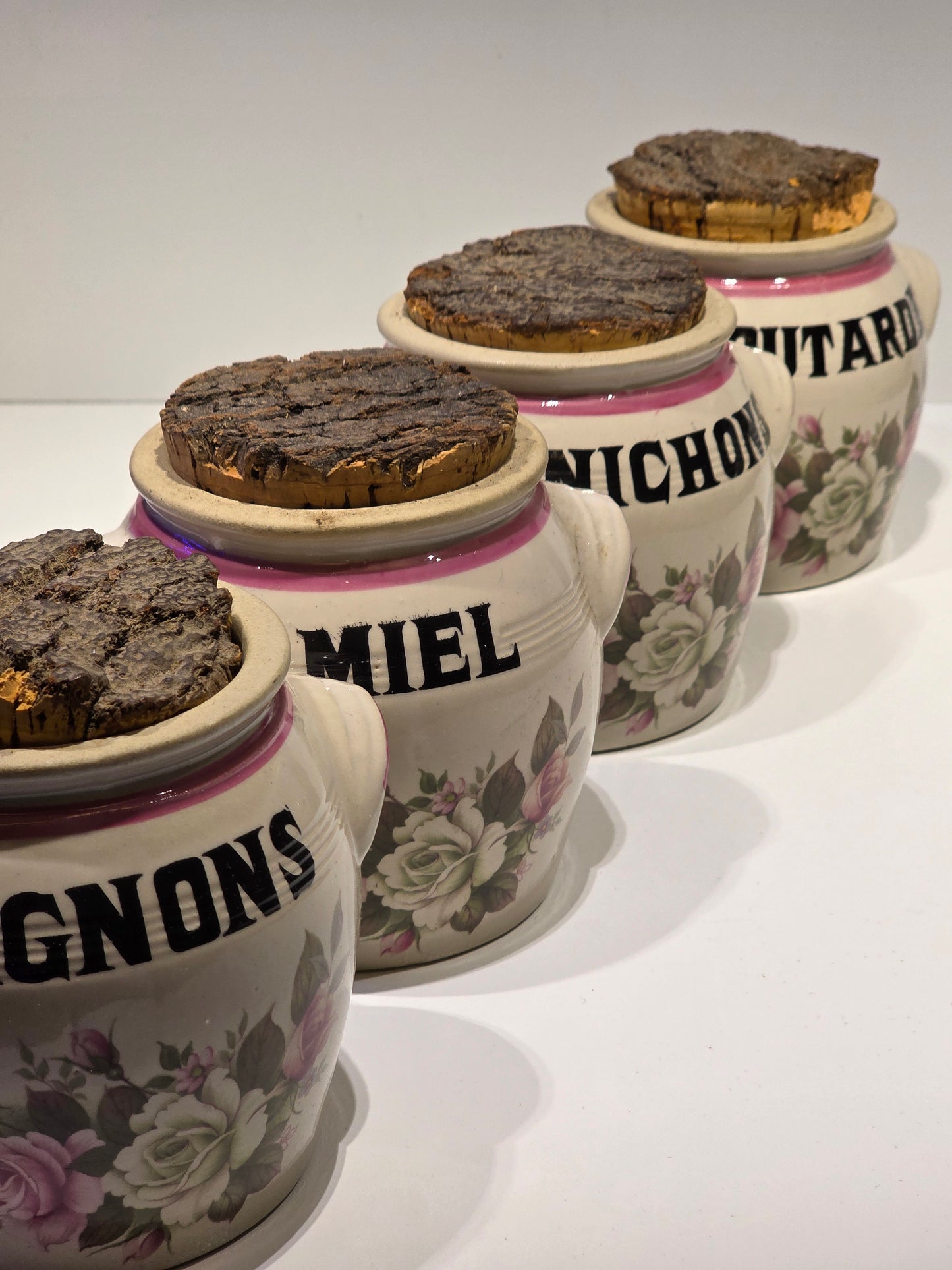 Série de 4 pots à condiments Digoin années 70