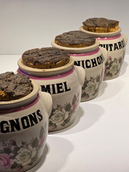 Série de 4 pots à condiments Digoin années 70