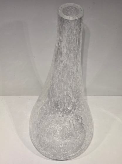 Grand vase verre bullé transparent années 80 style Biot