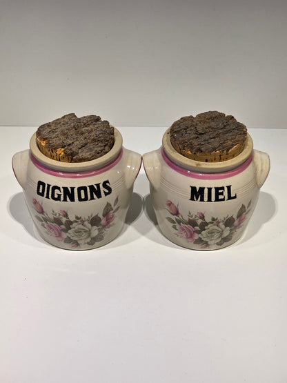 Série de 4 pots à condiments Digoin années 70