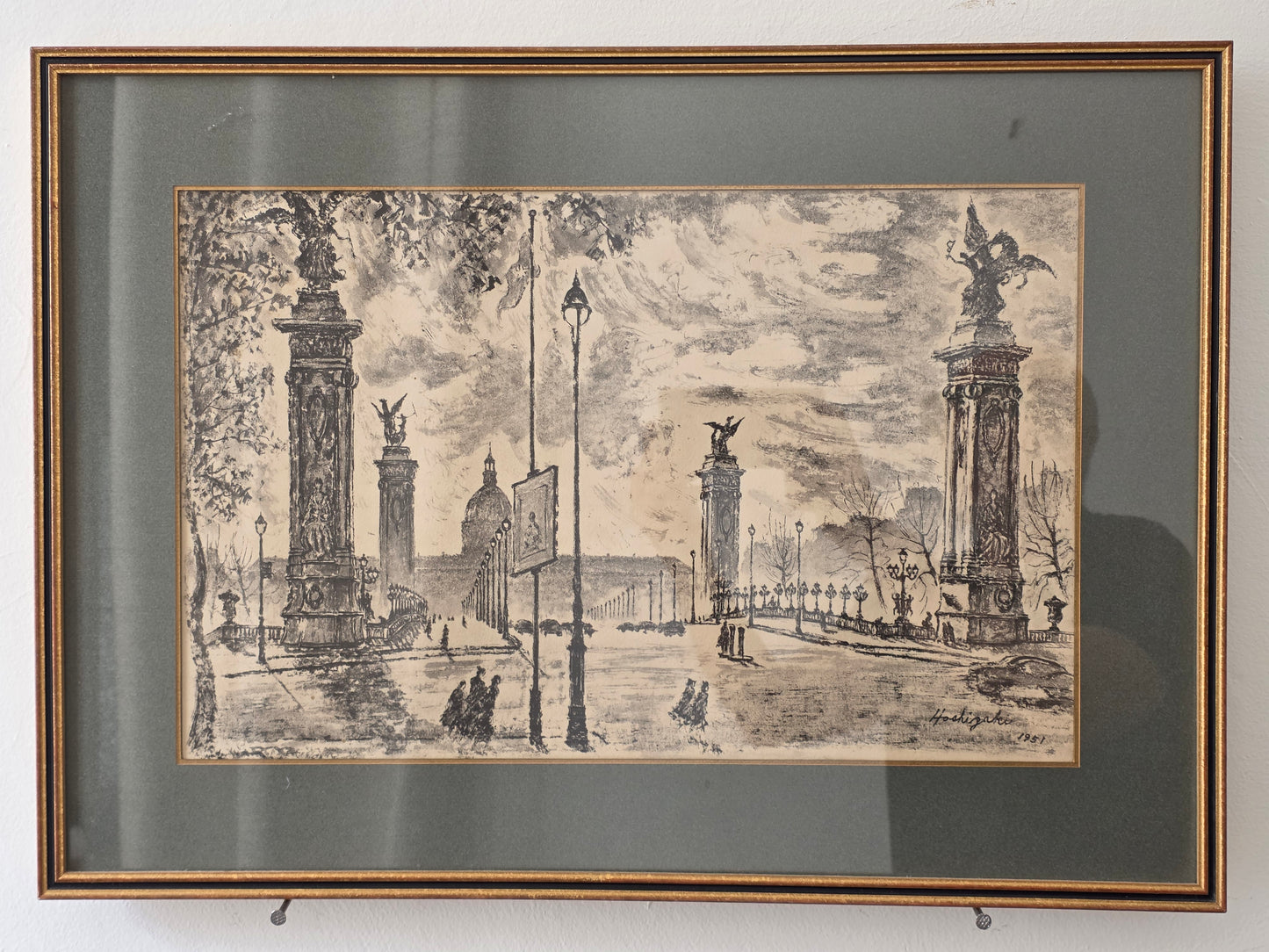 Dessin yonosuke Hoshizaki 1951 Pont Alexandre III (Paris)