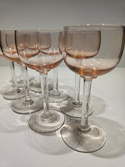 Lot 8 verres ballon en Rosaline années 60/70