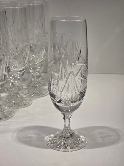 Lot de 11 flûtes Champagne cristal de Bohème