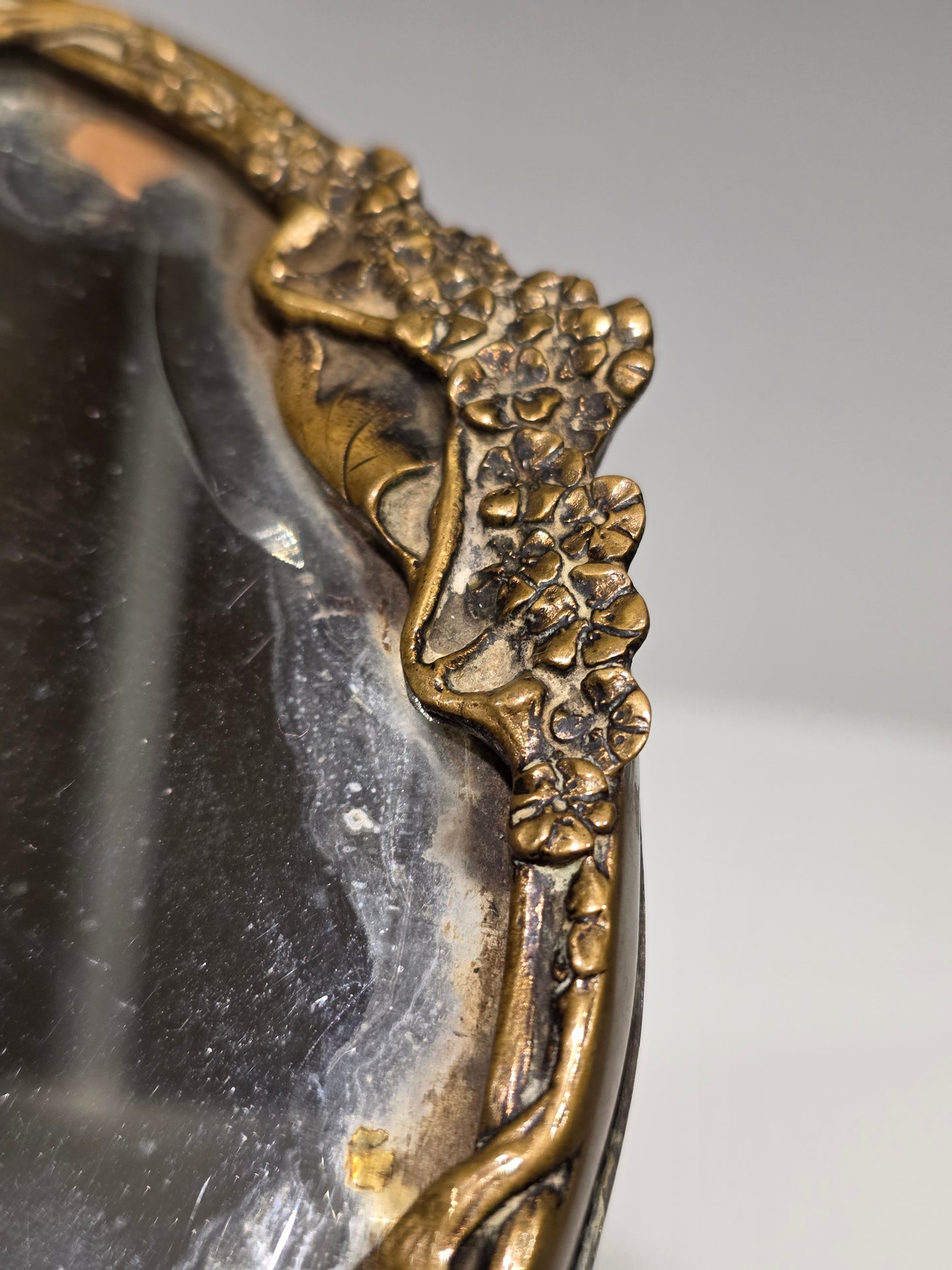 Miroir à main biseauté Bronze Art nouveau
