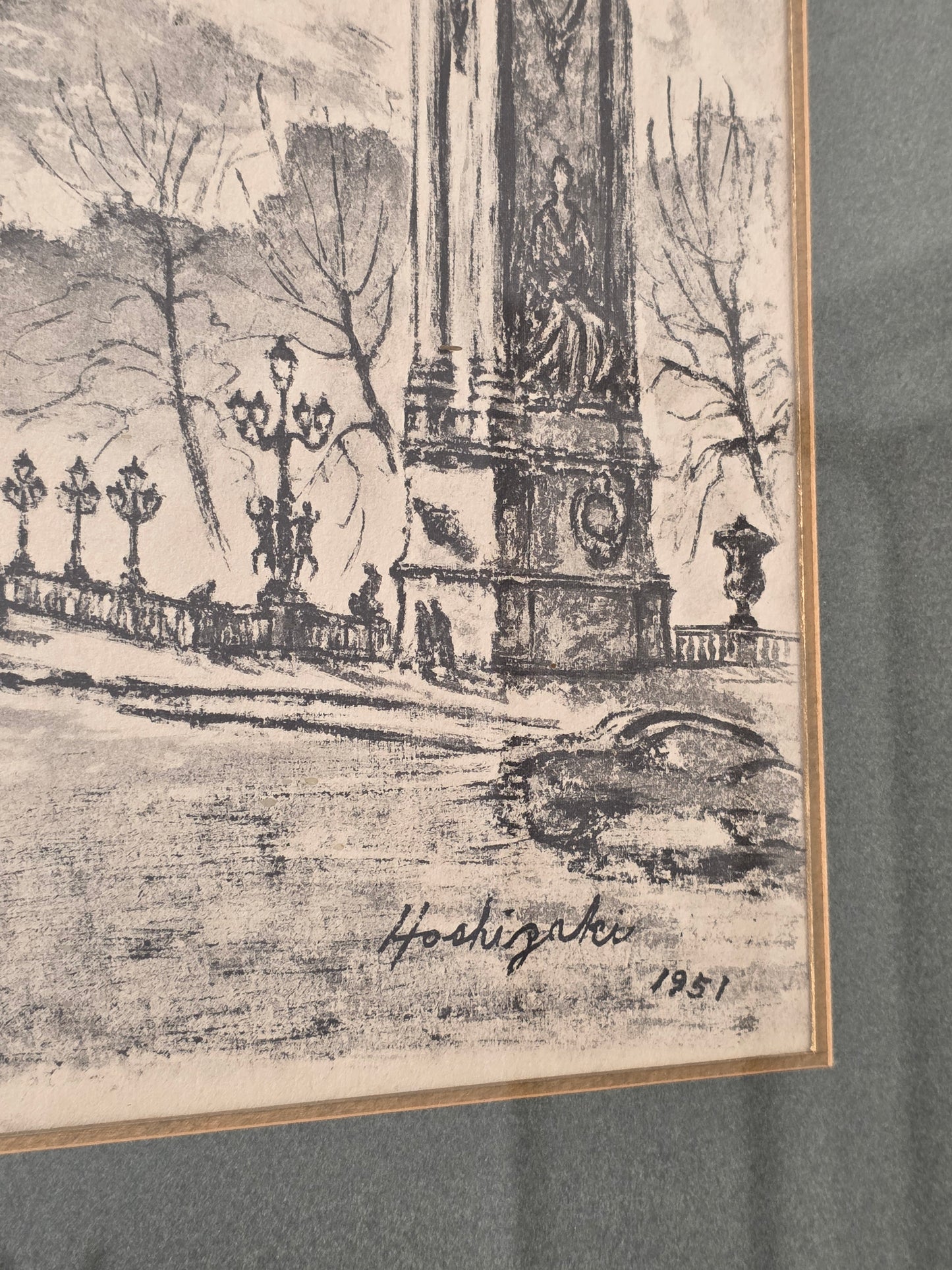 Dessin yonosuke Hoshizaki 1951 Pont Alexandre III (Paris)