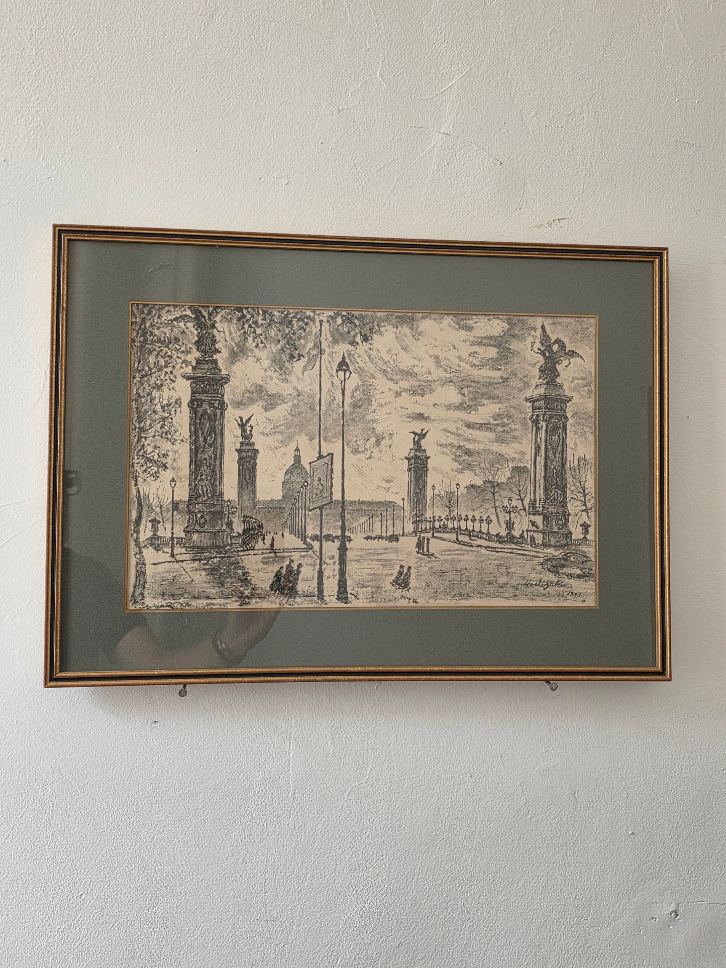 Dessin yonosuke Hoshizaki 1951 Pont Alexandre III (Paris)