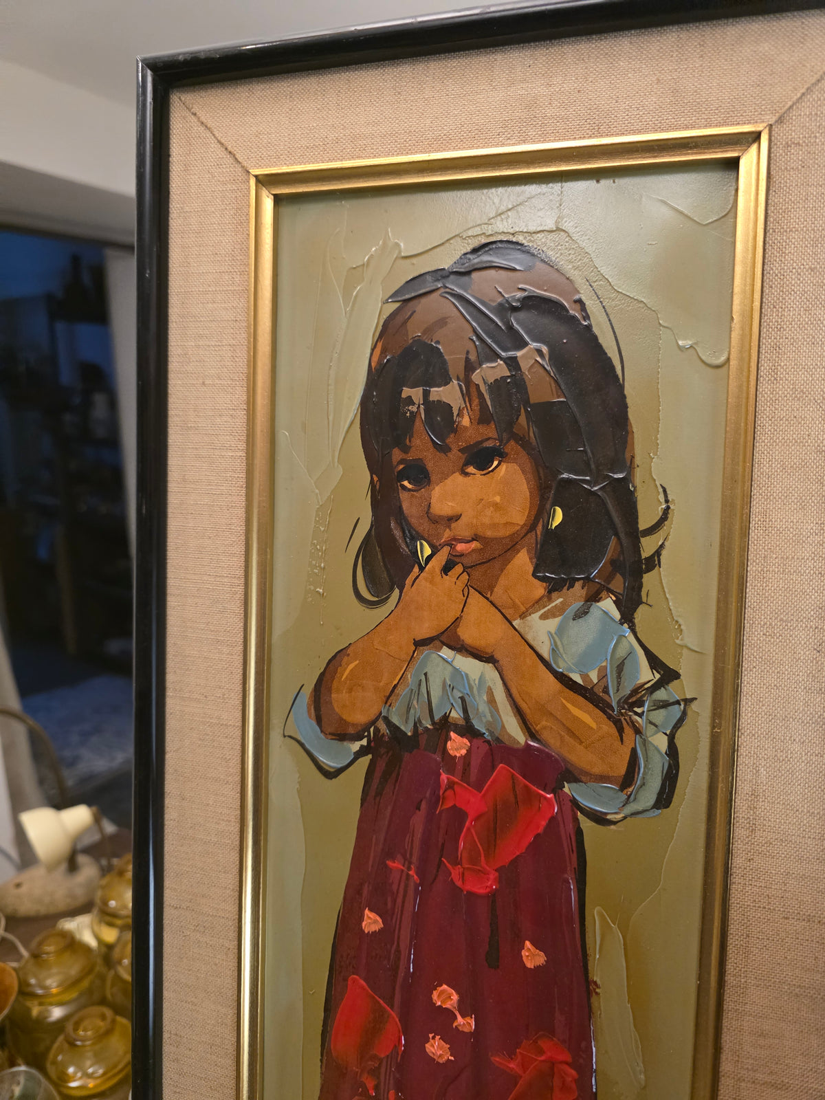 Paire d'enfants peinture au couteau Léon Gasser dit MAS années 60