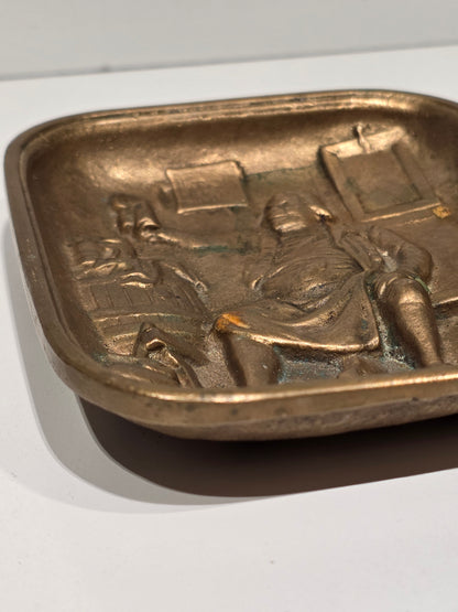Cendrier vide poche en bronze "scène de bistrot"
