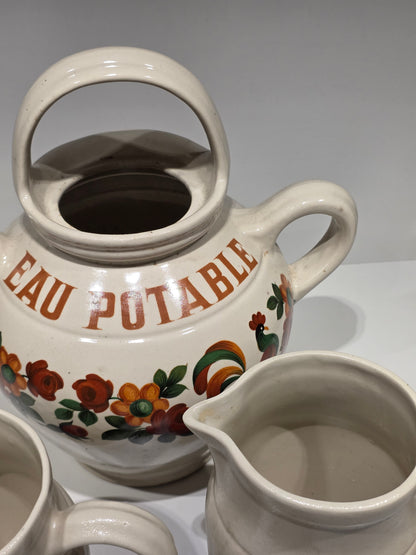 Série Digoin pots et Gargoulette motif coq 🐓