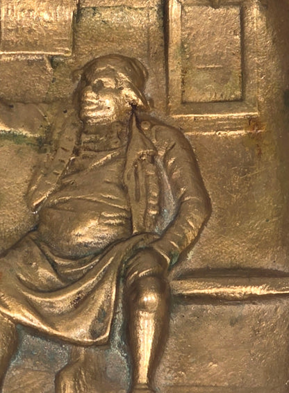 Cendrier vide poche en bronze "scène de bistrot"