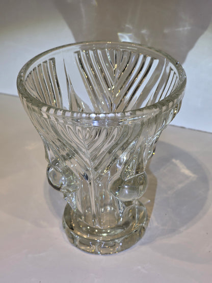 Petit vase verre pressé moulé art déco