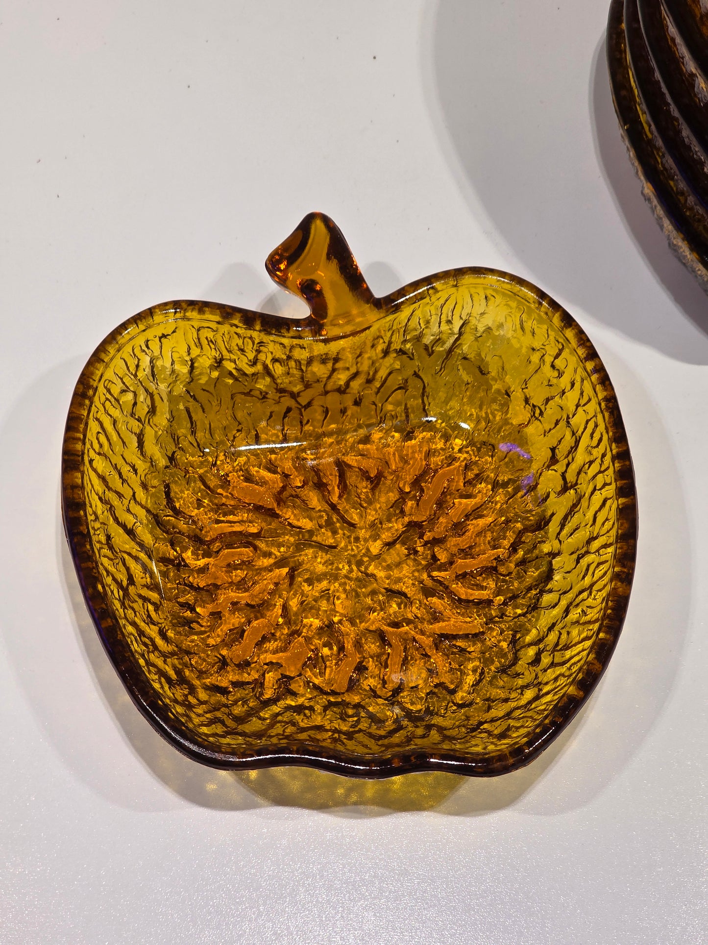 Lot de 6 ramequins verre ambré forme "pomme" seventies