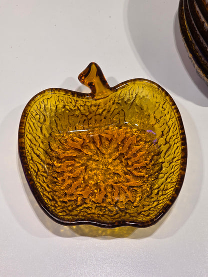 Lot de 6 ramequins verre ambré forme "pomme" seventies
