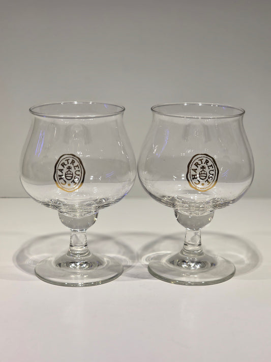 Lot de 2 verres Chartreuse logo doré