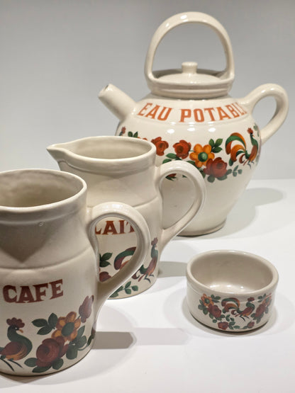 Série Digoin pots et Gargoulette motif coq 🐓