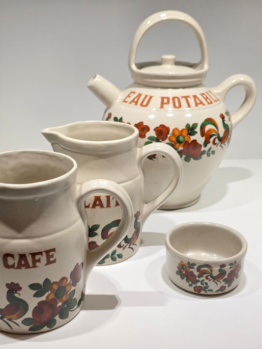 Série Digoin pots et Gargoulette motif coq 🐓