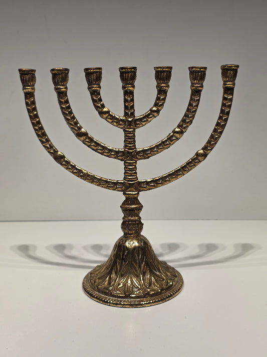 Chandelier Menorah ancienne en laiton signée RP