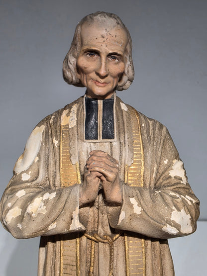 Statuette Religieuse Saint curé d’Ars en platre
